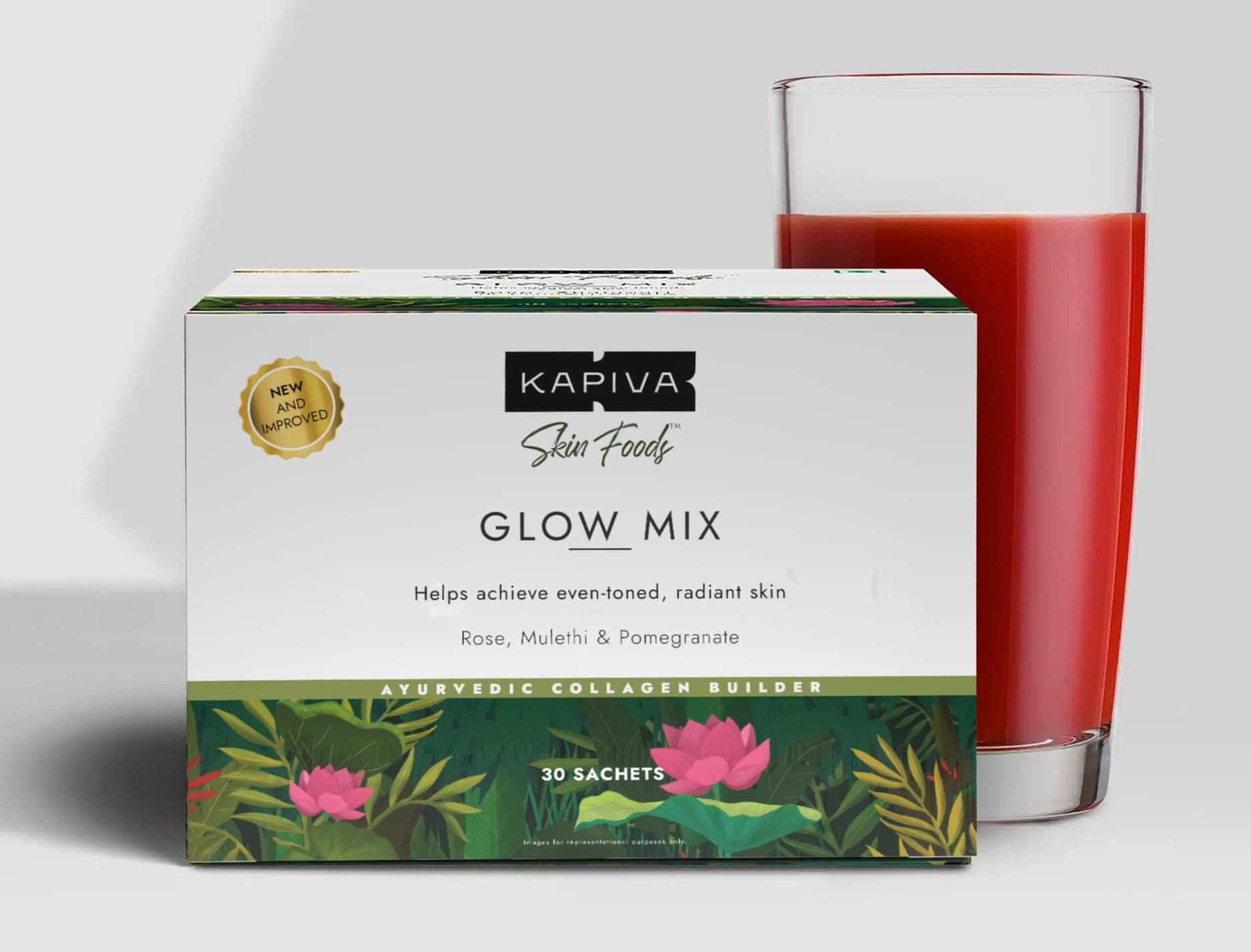 Kapiva Skin Foods Glow Mix keeps your skin nourished, hydrated and gets your skin glowing naturally.